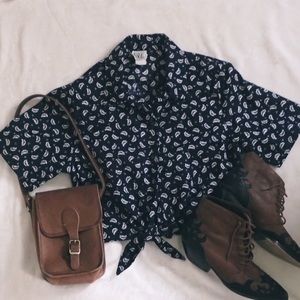 Vintage Button-Down Crop Top